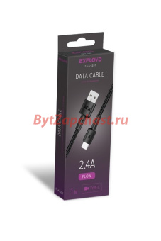 Дата-кабель Exployd, USB - TYPE-C, круглый, черный, длина 1М, 2A
